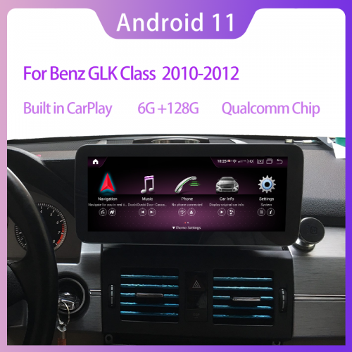Qualcomm Android 11 6+128 Display Touch Screen for Mercedes Benz GLK Class X204 GLK250 GLK300 GLK350 2009-2012 Year