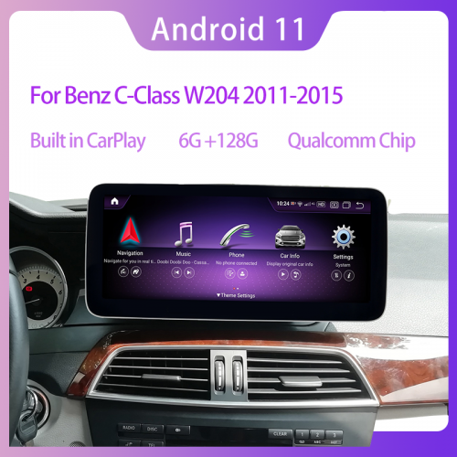Qualcomm 6G+128G  Android 11 Screen For Mercedes Benz C Class W204 2011-2013