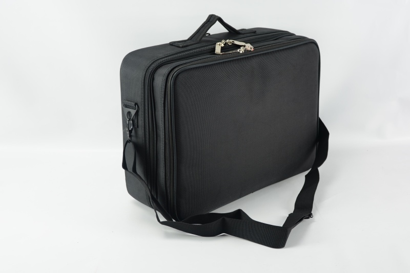 Travel large Oxford makeup case with 3 layers black