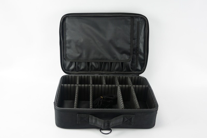 Travel large Oxford makeup case with 3 layers black