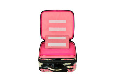 High quality Oxford makeup bag with floral design beauty cosmetic case small size 260*230*100mm with mirror