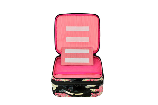 High quality Oxford makeup bag with floral design beauty cosmetic case small size 260*230*100mm with mirror