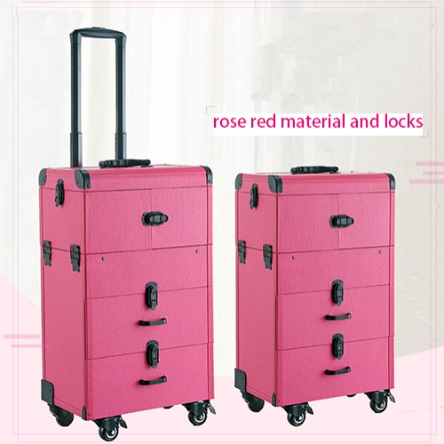 Large makeup train case roll up pink organizer for artists