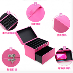 PU portable nail polish cases large compartment for nail & toiletry 