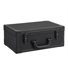 Multi-fuctional beauty leather makeup case multi-layer cosmetic case with big mirror for toiletries and jewelry