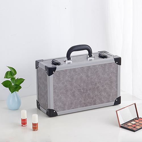 Multi-fuctional beauty leather makeup case multi-layer cosmetic case with big mirror for toiletries and jewelry