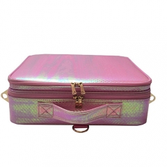 Snakeskin pattern PU leather makeup cases pink