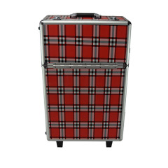Rolling aluminum cosmetic train cases with plaid pattern