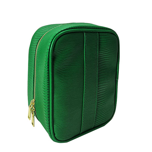 Green women daily PU cosmetic bag hand-held toiletry case for tool toiletries