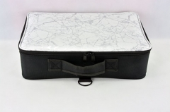 Oxford makeup case white and black cosmetic case with marble pattern travel makeup vanity case   to hang up luggage case
