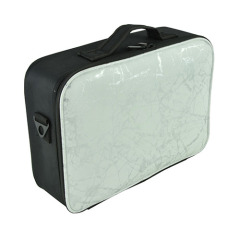 Oxford cosmetic bag with 2 layers black makeup case with marble pattern for artist and hairdresser with dividers