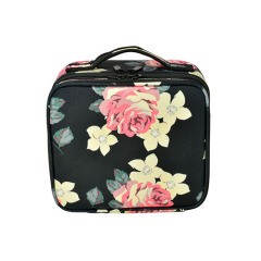 High quality Oxford makeup bag with floral design beauty cosmetic case small size 260*230*100mm with mirror