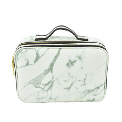 New PU makeup case travel marble pattern cosmetic case white waterproof toiletries bag for women