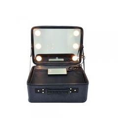 Light portable cosmetic case small LED makeup case with mirror fabric makeup case with lights