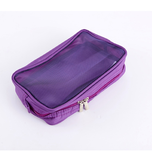 Travel mesh storage bag makeup toiletry bag double zipper