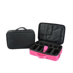 Light weight nylon makeup case toiletry cosmetic case with 2 layers organize cosmetics