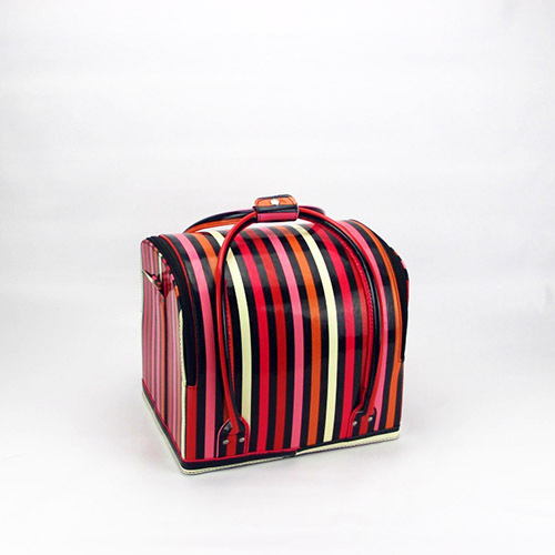 Striated makeup case beauty nail cosmetic box portable vanity case