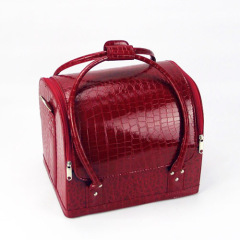 Red croc makeup vanity case cosmetic storage box artist nail bag travel soft handle