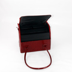 Red croc makeup vanity case cosmetic storage box artist nail bag travel soft handle