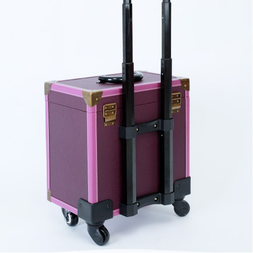 Rolling makeup train case soft leather portable trolley cosmetic luggage