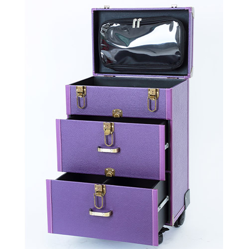 Makeup trolley rolling beauty nail case leather large storage with wheels suitcase
