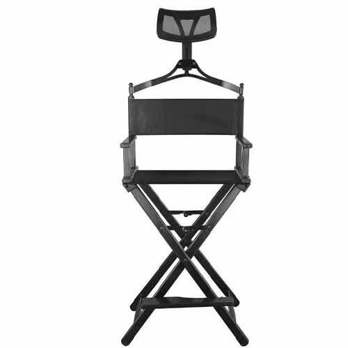 Professional makeup chair with headrest black aluminum makeup artist chair portable and foldable