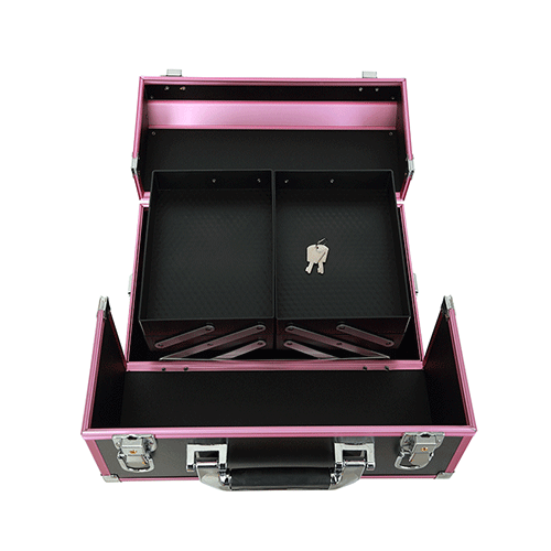 High quality aluminum pro makeup case with trays large space cosmetic case