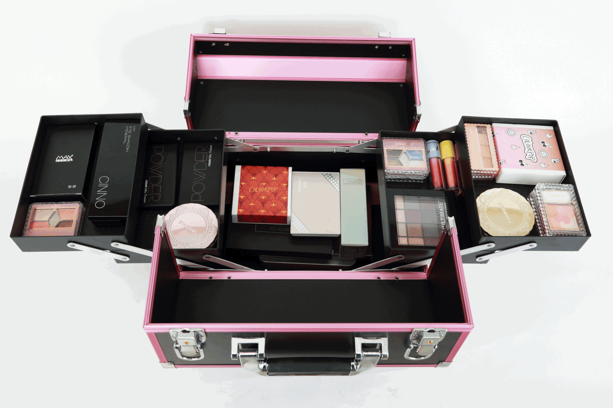 High quality aluminum pro makeup case with trays large space cosmetic case