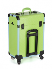 Pu Makeup Trolley Box Green Cosmetic Case With Wheels
