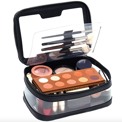 Custom PU transparent cosmetic bag portable storage makeup cases with zipper