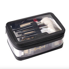 Custom PU transparent cosmetic bag portable storage makeup cases with zipper