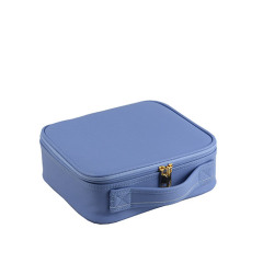 Portable Pu cosmetic case blue travel makeup case
