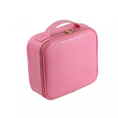 Crocodile PU makeup bag small size cosmetic case pink