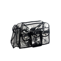 Large clear makeup bag with shoulder strap wholesale PVC cosmetic artist bag travel