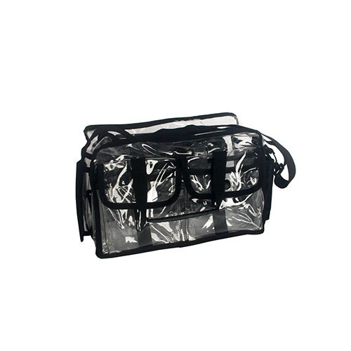 Transparent makeup tool bag black clear PVC cosmetic bag supplier in China
