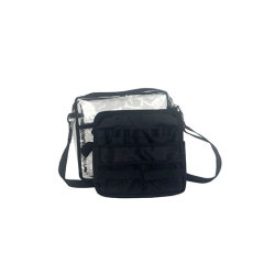 China clear makeup bag with black brushes holder