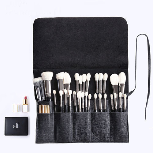 Leather bandage makeup brush bag cosmetic tools storage