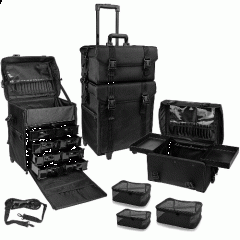 Fabric Pro makeup rolling cosmetic case black combination makeup case for hairdresser
