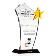Crystal Gold Star Best Dealer/Distributor Award Plaque