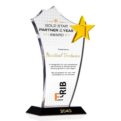 Crystal Gold Star Best Dealer/Distributor Award Plaque