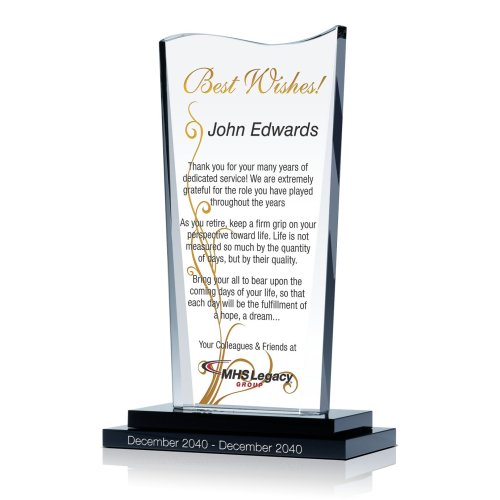 Wave Shaped Employee Retirement Award Plaque
