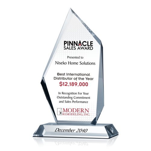 Crystal Pinnacle Sales Award Plaque