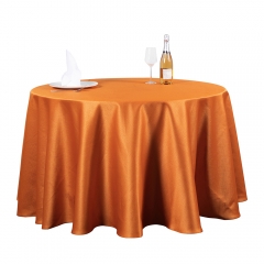 Custom washable orange jacquard polyester bright rectangle round table cloth for hotel wedding lease