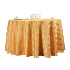 High quality thickening 240gsm jacquard royal yellow polyester round square tablecloths for banquet