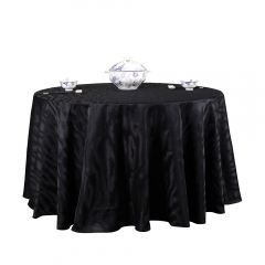 High quality custom thick jacquard black polyester square round wedding tablecloth for hotel
