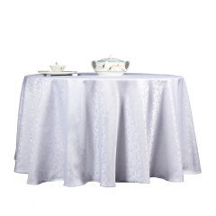 New white jacquard washable thick polyester fabric custom logo square round tablecloth for wedding hotel