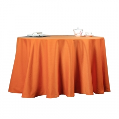 Custom high quality jacquard 260g thickened polyester plain orange round tablecloth for hotel restaurant