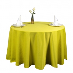 Custom 120&132 Inch Polyester Double Color Reversible Cotton Feeling Green Round Tablecloth For Hotel