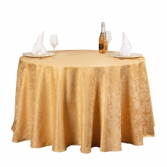 Customized 130'' size logo high quality orange polyester new style jacquard tablecloth for hotel