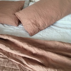 LY-LP01 Terracotta luxury pure french flax linen stone washed bedding